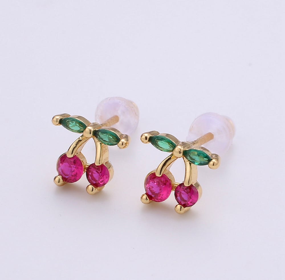 Image of Mini Cherry Stud Earrings 