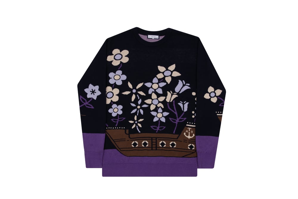 Image of ATR RGLR FLORAL SWEATER NAVY