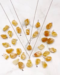 Image 1 of CITRINE PENDANT WITH 24" SHINY SILVER CHAIN (OPTIONAL) - BRAZIL 