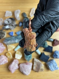 Image 2 of UNAKITE WRAPPED IN COPPER PENDANT - INDIA 