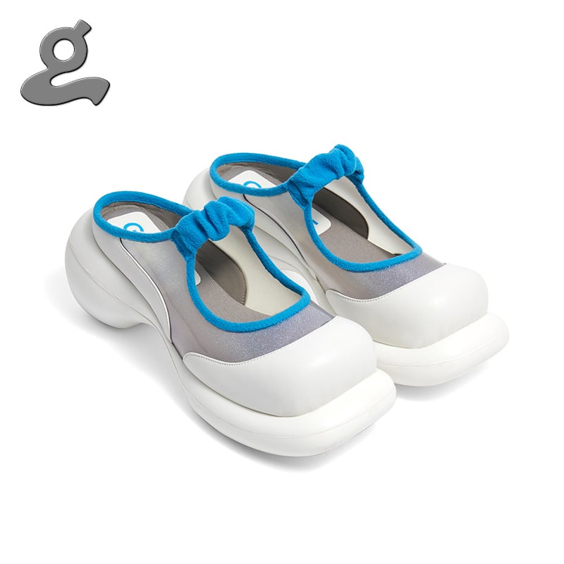 Image of Bule-white mosaic platform shoes