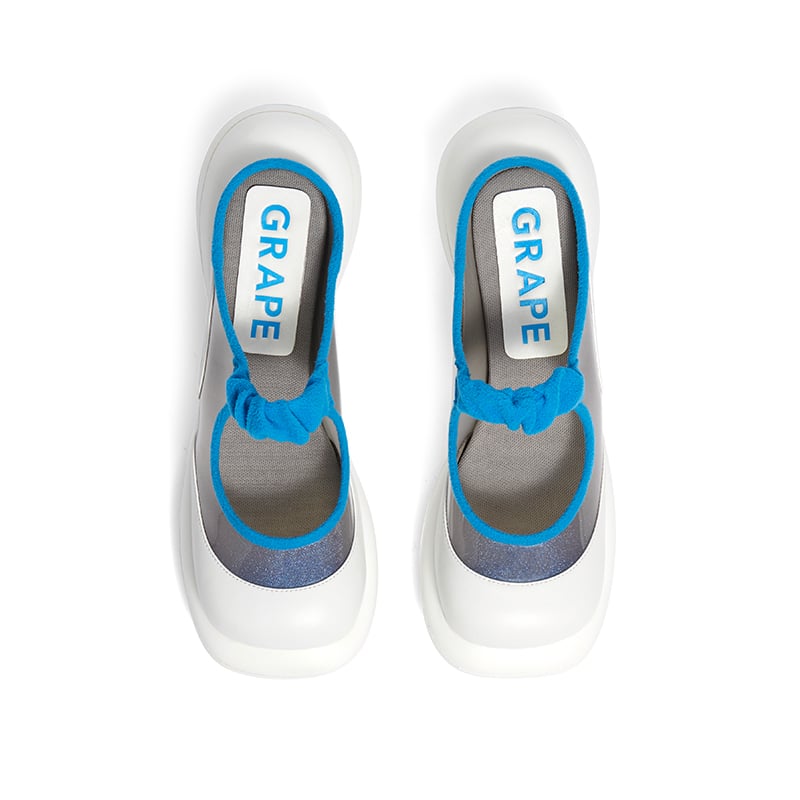 Image of Bule-white mosaic platform shoes