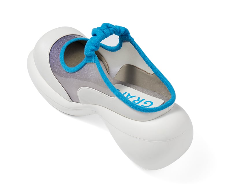 Image of Bule-white mosaic platform shoes