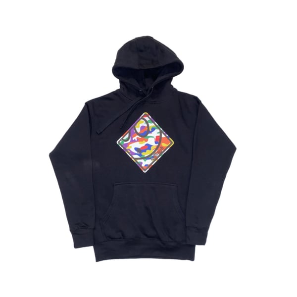 Image of Ghost Hoodie in Black/Colorful Camouflage 