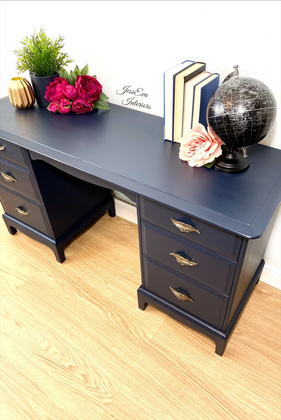 Professionally painted Navy Blue STAG MINSTREL DRESSING TABLE, WRITING DESK 
