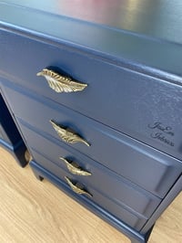 Image 4 of Professionally painted Navy Blue Stag Minstrel BEDSIDE TABLES, BEDSIDE CABINETS 
