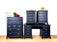 Image 1 of Professionally painted Navy Blue Stag Minstrel Bedroom Furniture Set.