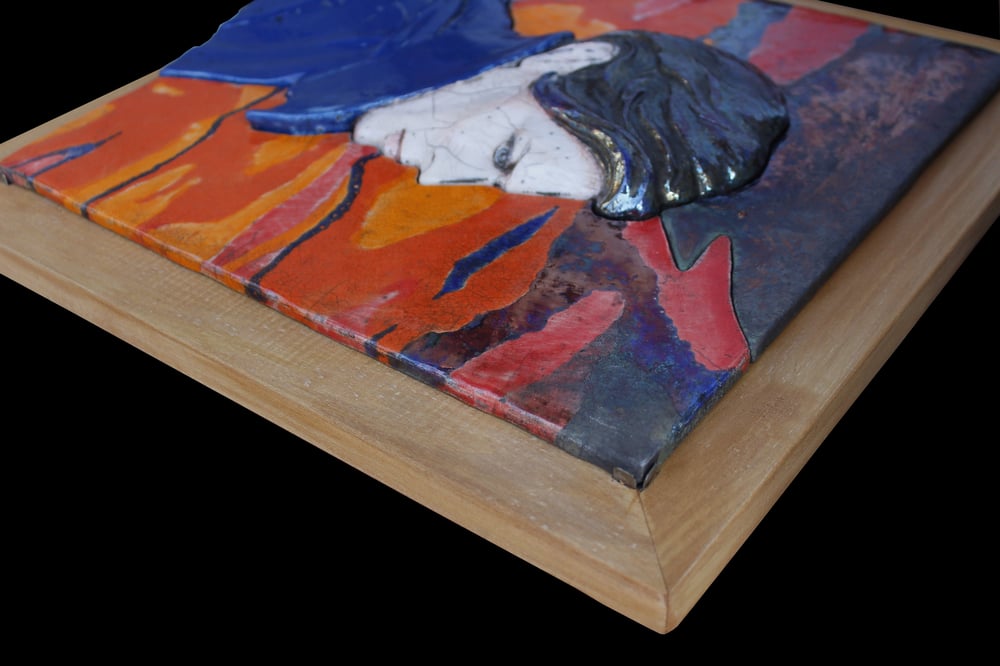 'Low' Raku Wall Panel Painted Ceramic