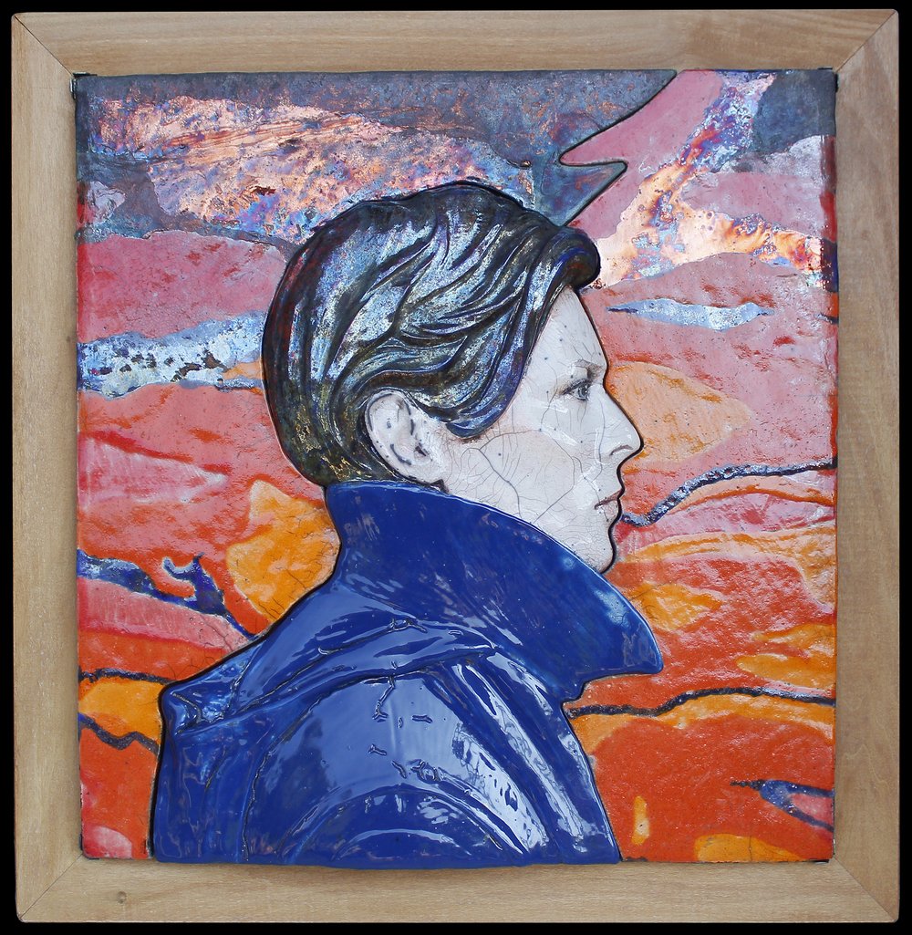 'Low' Raku Wall Panel Painted Ceramic
