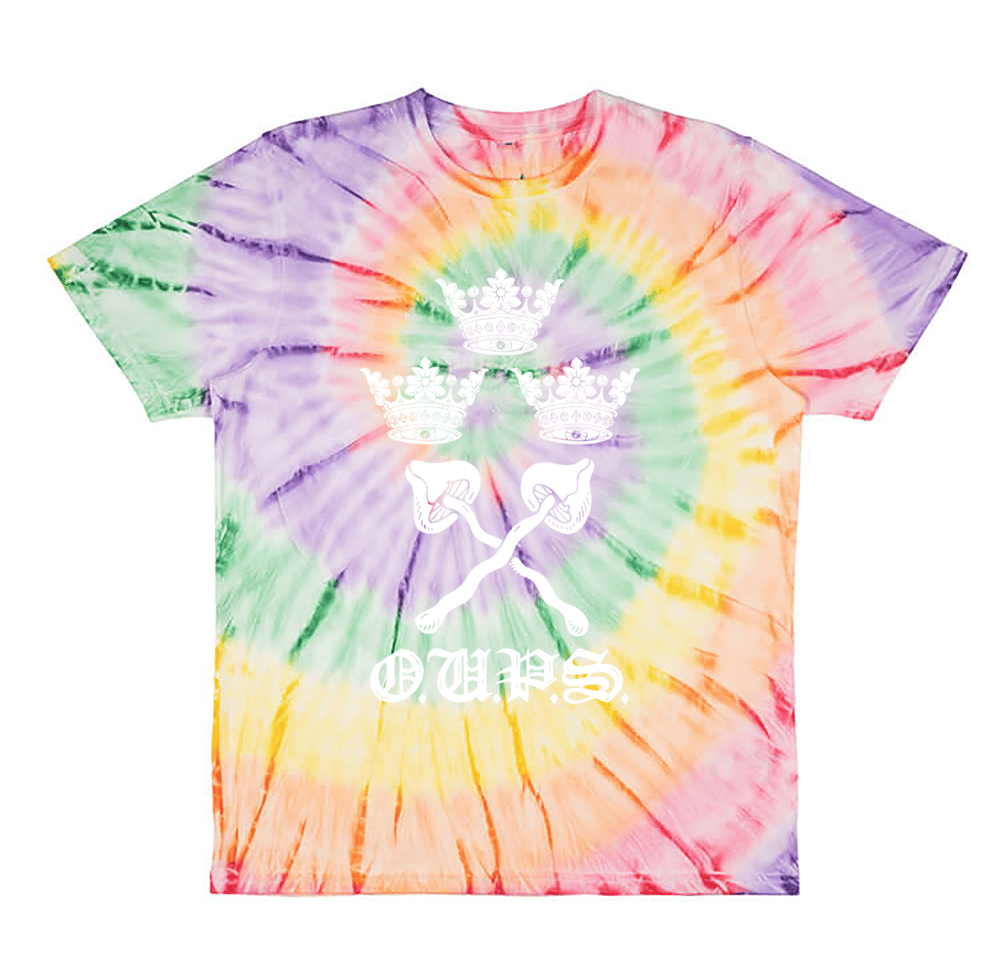 Image of Pre-order freshers varsity unisex classic jersey t-shirt tie-dye (certified organic cotton)