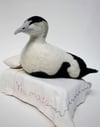 Eider duck, You made your bed', wool bird sculpture