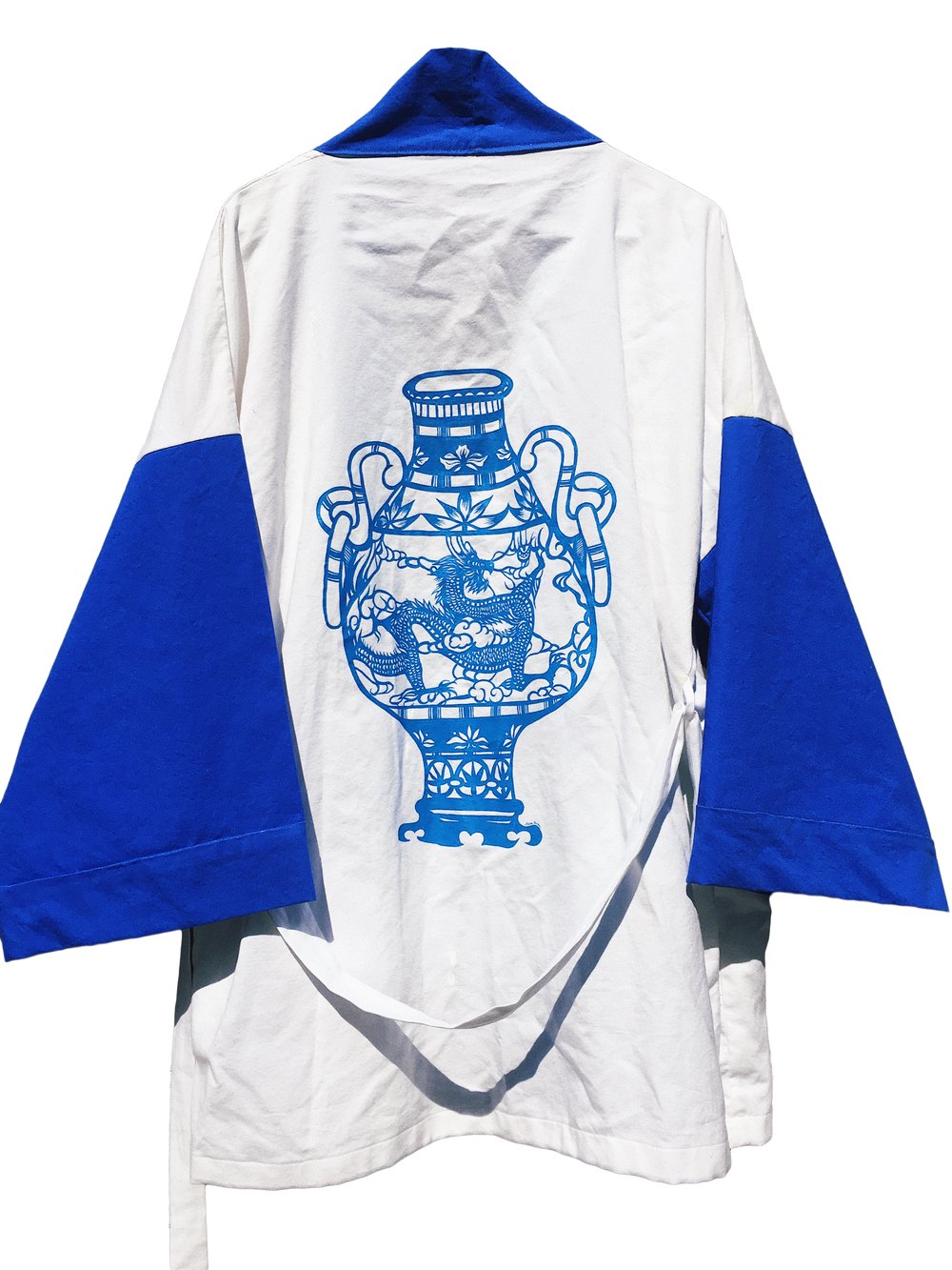 Image of Hand Painted Kimono — Blue Dragon Vase