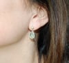 Silver and gold prehnite earrings
