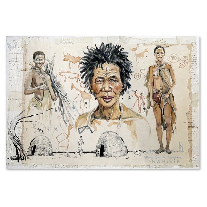 Image of Original painting - "Bushmen people & Chamanism" - 50x73 cm