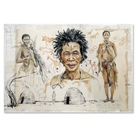 Image 1 of Original painting - "Bushmen people & Chamanism" - 50x73 cm