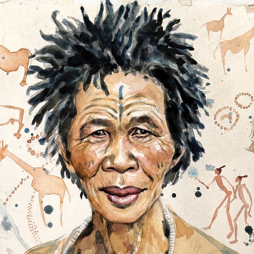 Image of Original painting - "Bushmen people & Chamanism" - 50x73 cm