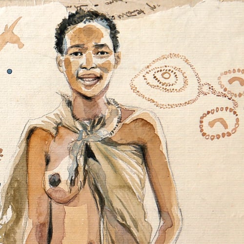Image of Original painting - "Bushmen people & Chamanism" - 50x73 cm