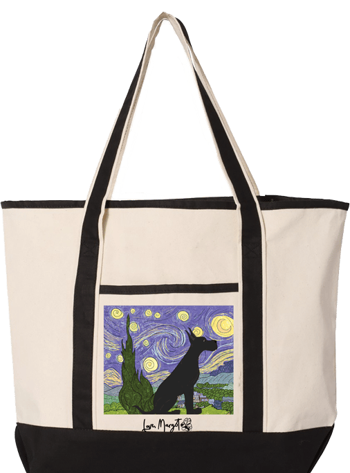 Great Dane Canvas Tote | Great Dane Van Gogh Starry Night