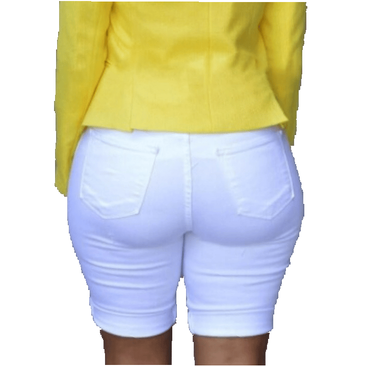 White Bermuda Distressed Shorts Image 2