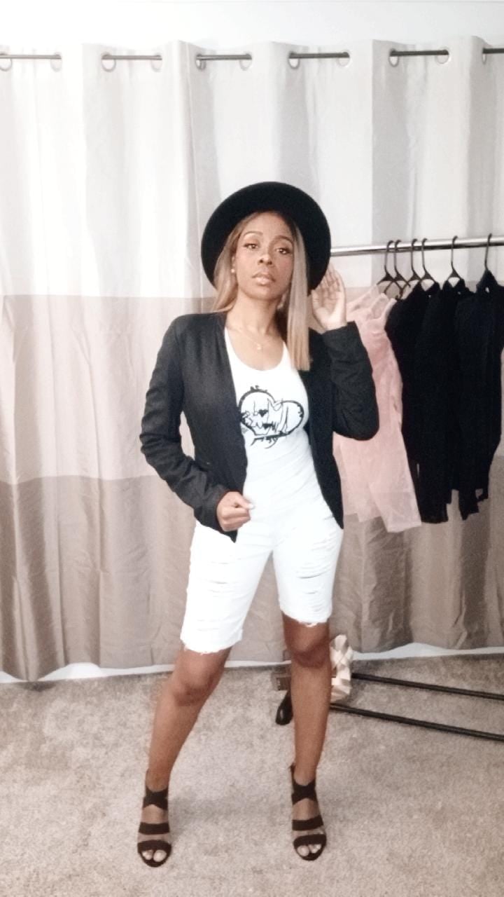 White Bermuda Distressed Shorts Image 3