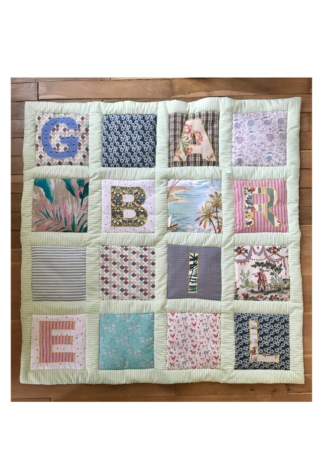 Plaid bébé carré vert d'eau