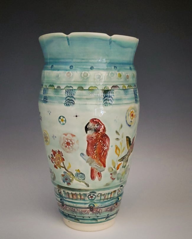 Red MacCaw Garden Vase