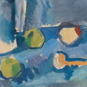 Image of Mid- century, Still life with Jug and Fruits, ÅKE WINNBERG.