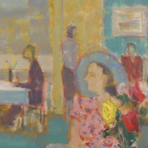 Image of Mid Century, Swedish painting, 'Hotel Savoy Malmö.' RAGNAR LINDQVIST