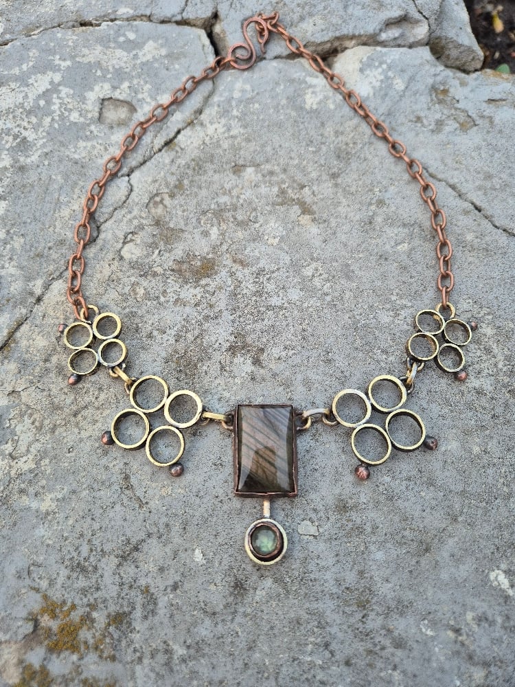 Labradorite and bullet casings necklace 