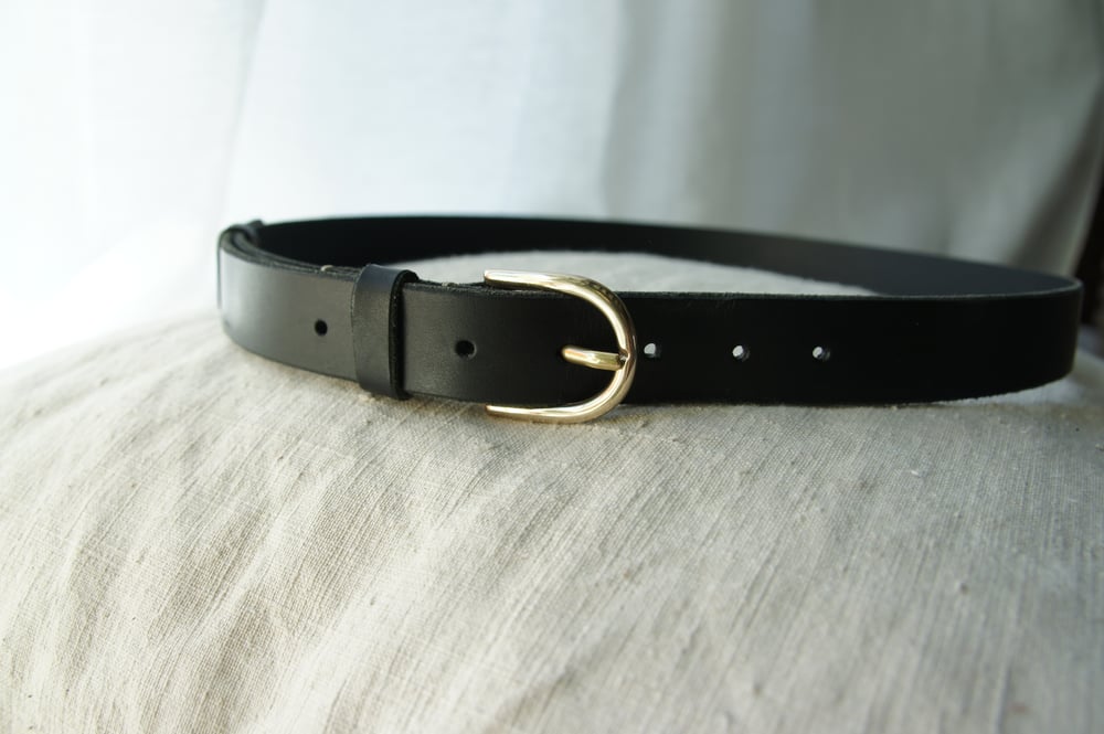 Image of Black Leather Belt- Round Buckle