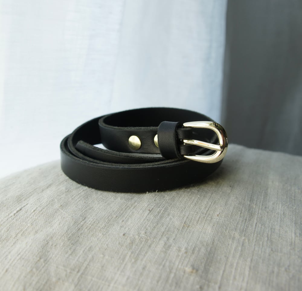 Image of Black Leather Belt- Thin
