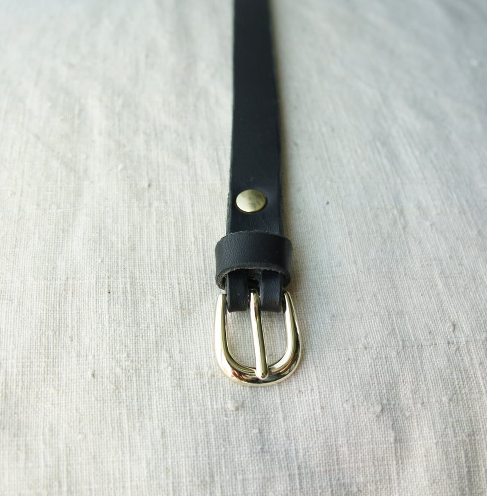 Image of Black Leather Belt- Thin