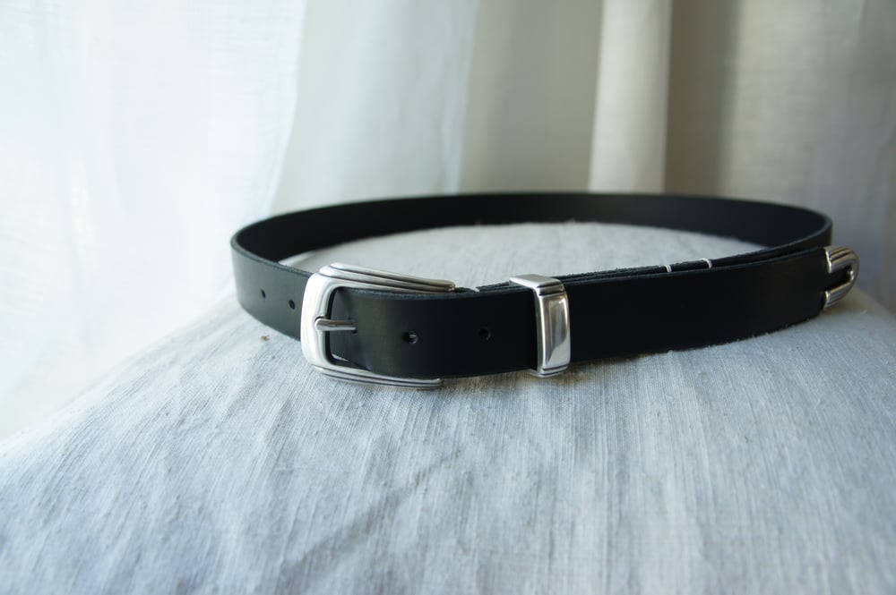 Image of Black Leather Belt- Western