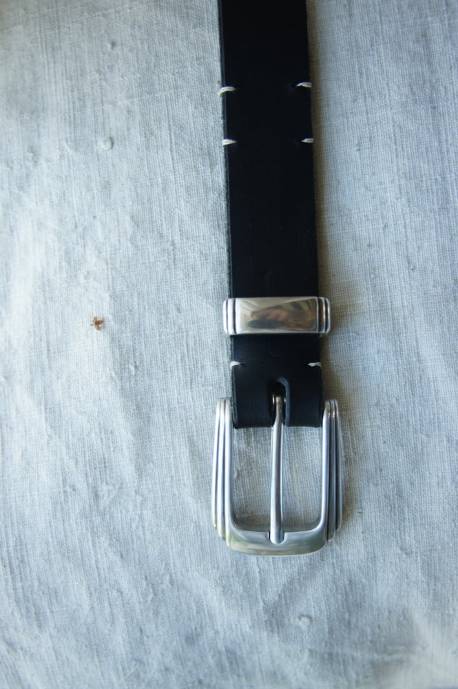 Image of Black Leather Belt- Western
