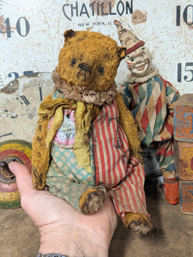 Image of 9" - Old TOY Teddy Bear Cub in romper by Whendi's Bears