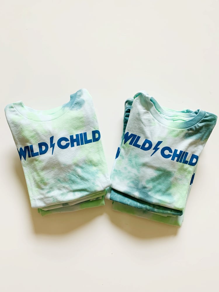 Image of WILD CHILD TEE (GREEN + BLUE TIE-DYE)