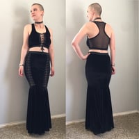Image 1 of Velvet Lace-up Mermaid Skirt