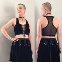 Image 1 of Velvet Lace-up Crop Top 