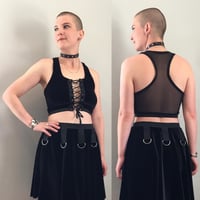 Image 1 of Velvet Lace-up Crop Top