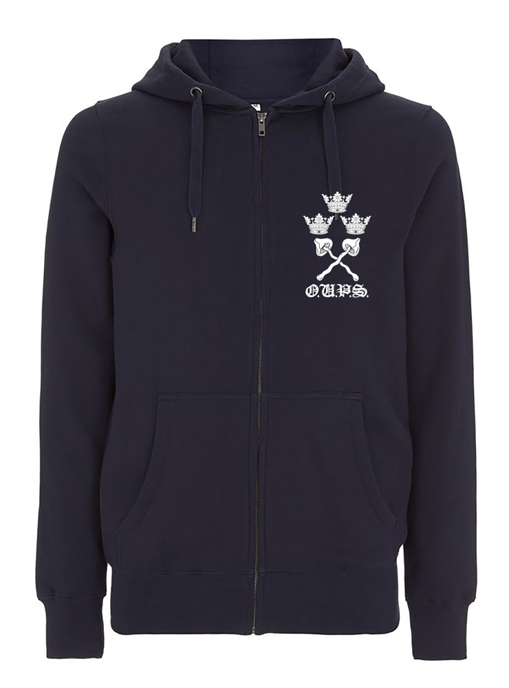 Image of Pre-order freshers varsity unisex zip-up hoodie navy (certified organic cotton) 