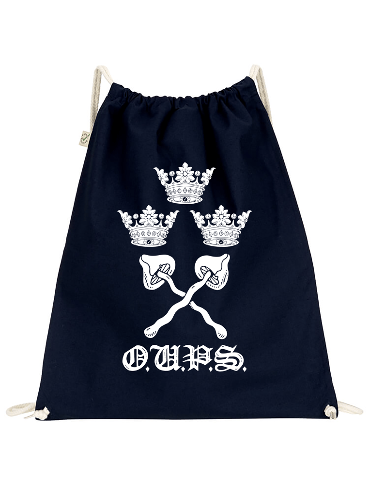 Image of OPS freshers varsity drawstring bag navy (certified organic cotton)