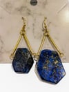 Blue Lapis raw cut drop earrings