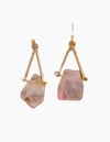 Raw cut rose quartz drop earrings