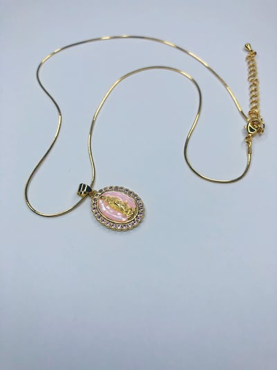 Image of Pink Snake Chain Mother Necklace 