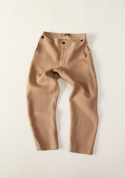Image of Peaky Blinder Cropped Trouser - Linen Beige £210.00