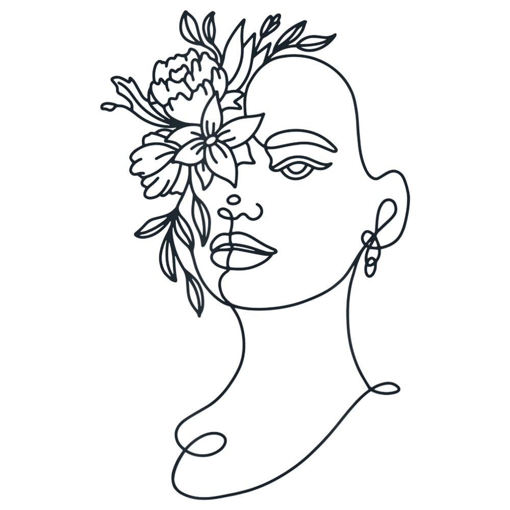 Image of Minimalist Woman Face Line Art (Floral)