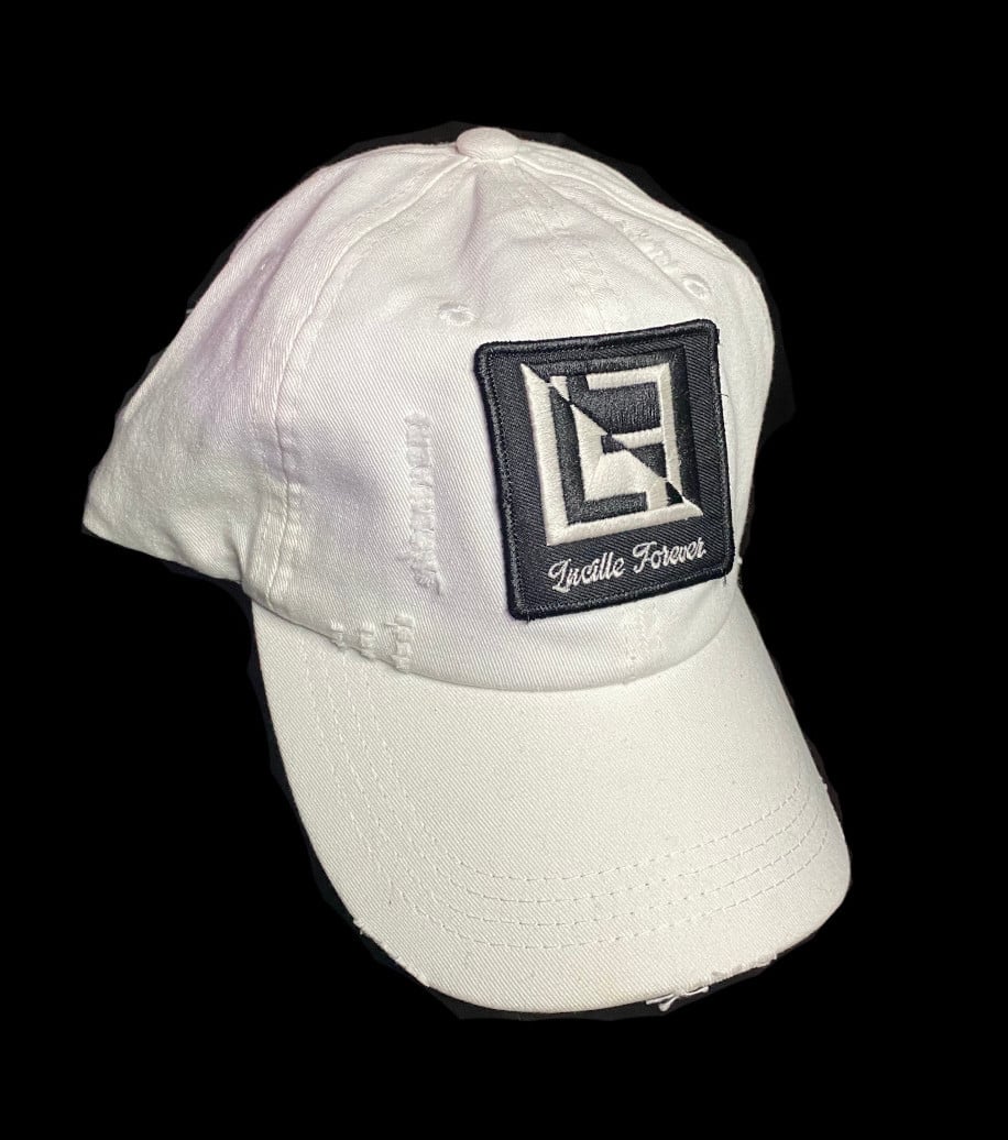 LV Distressed Dad Hat - White - Designed Treasures