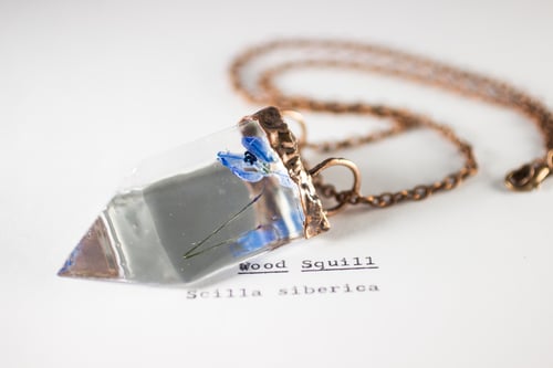 Image of Wood Squill (Scilla siberica) - Small Copper Prism Necklace #2