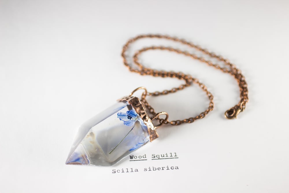 Image of Wood Squill (Scilla siberica) - Small Copper Prism Necklace #2