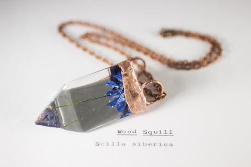 Image of Wood Squill (Scilla siberica) - Small Copper Prism Necklace #4